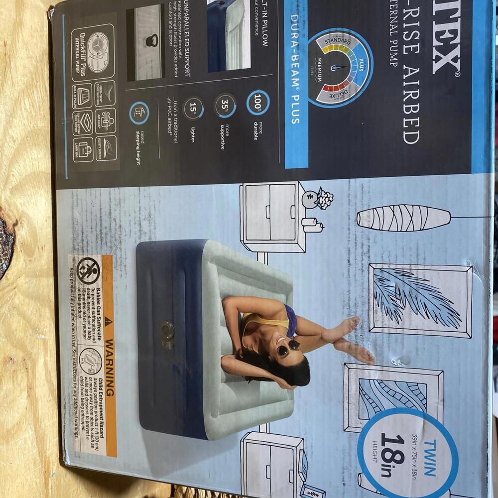 Intex Midrise Airbed Twin 18in With Internal Pump And Pillow